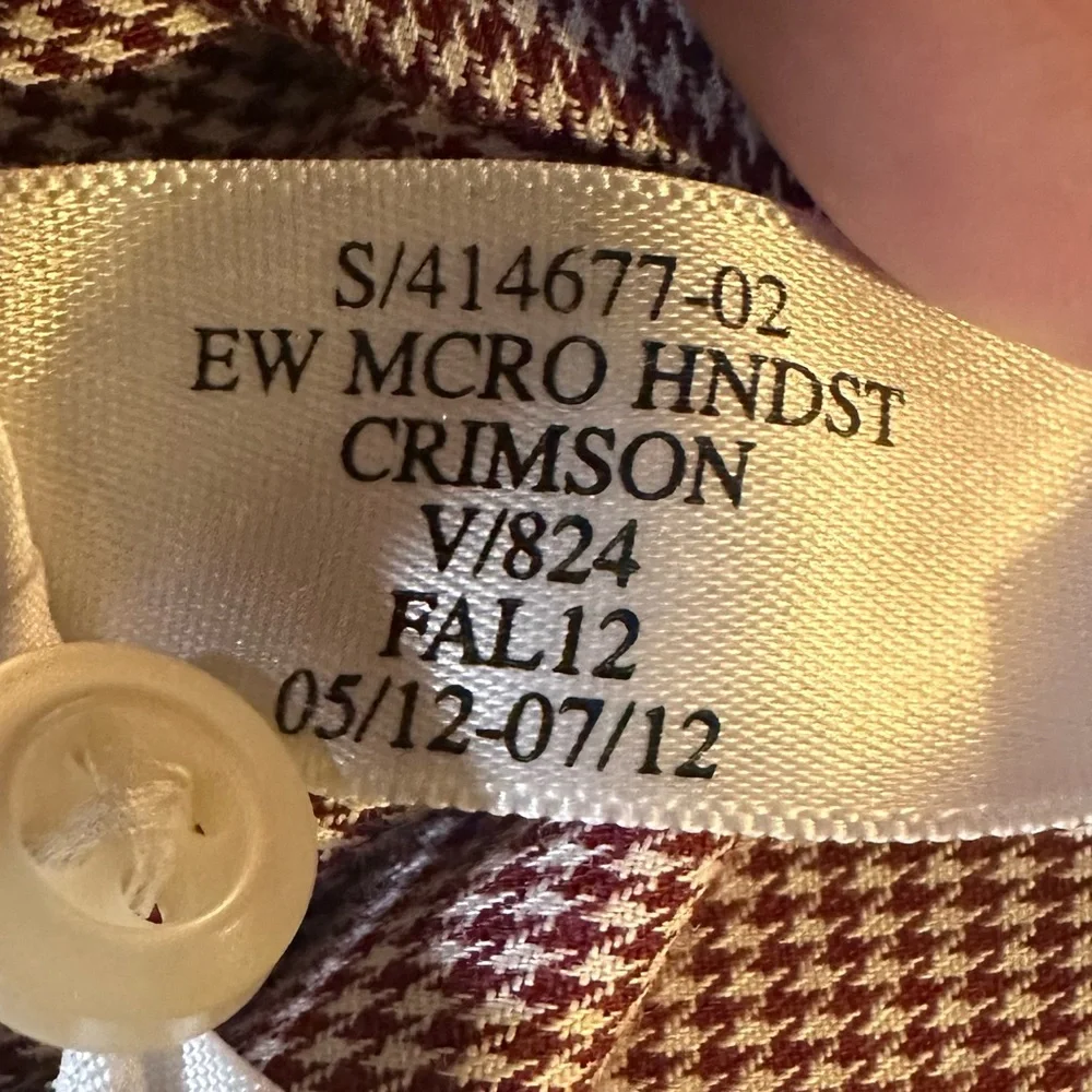 Banana Republic Mens Button Up Shirt Large Slim Maroon Houndstooth Non Iron